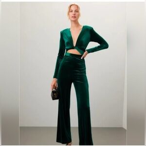 Bronx and Blanco green velvet jumpsuit S/M
